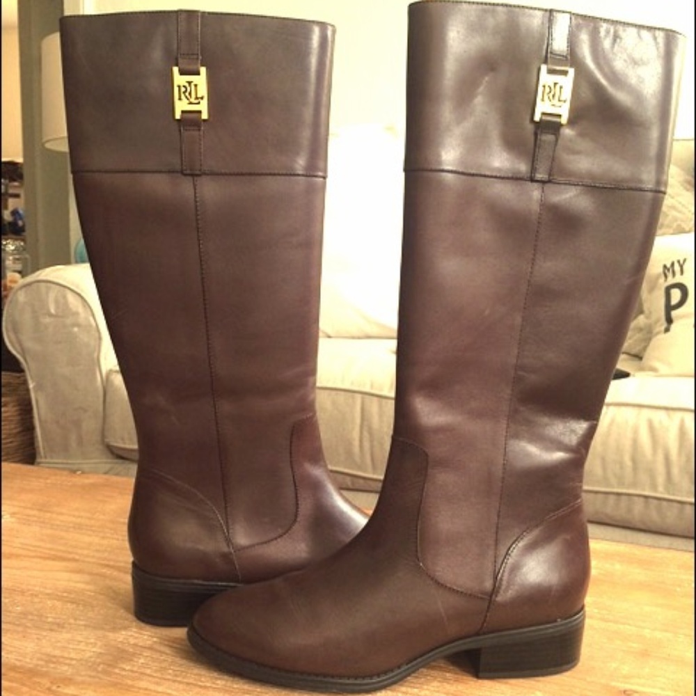Lauren Ralph Lauren Dark Brown Leather Riding Boots
